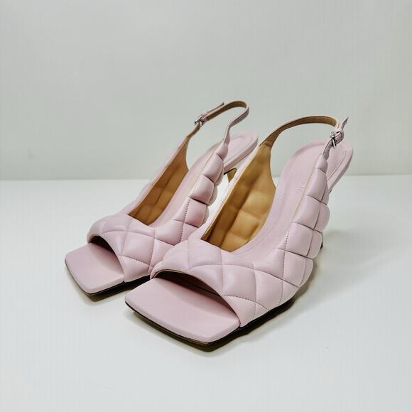 Bottega Veneta 38 US 8 Pink Quilted Padded Lambskin Slingback Leather Sandals - Picture 4 of 11